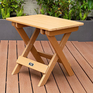 TALE Adirondack Portable Folding Side Table Square All-Weather and Fade-Resistant Plastic Wood Table Perfect for Outdoor Garden, Beach, Camping, Picnics Brown