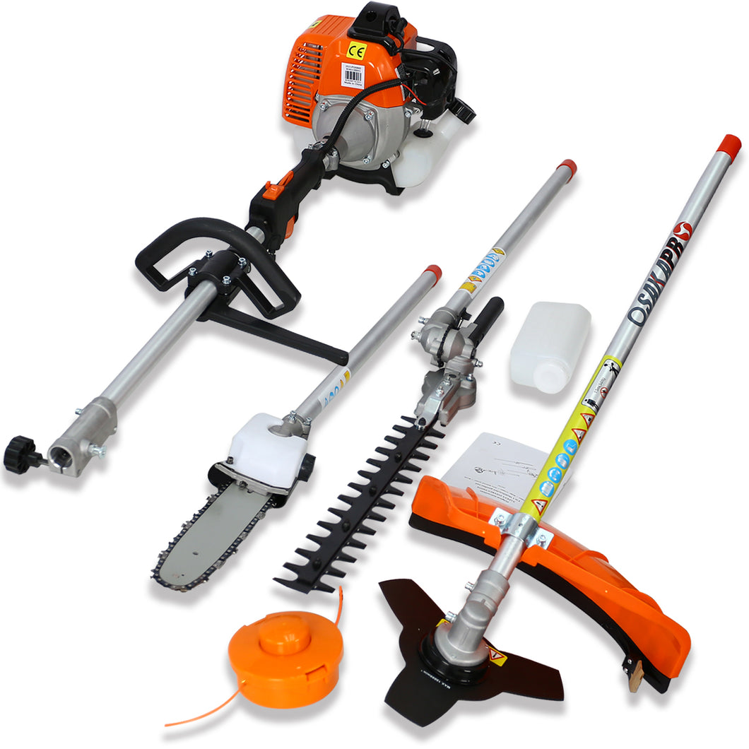 4 in 1 Multi-Functional Trimming Tool, 33CC 2-Cycle Garden Tool System with Gas Pole Saw, Hedge Trimmer, Grass Trimmer, and Brush Cutter