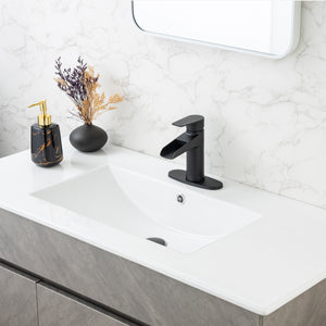 Waterfall Bathroom Faucet  Bathroom Faucet with Pop Up Drain Single Handle One Hole or Three Holes Vanity Faucet Farmhouse RV Bathroom Vessel Basin Faucet Deck Mount