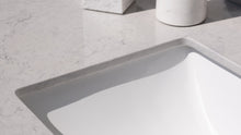 Load image into Gallery viewer, Montary 43 inches bathroom stone vanity top calacatta gray engineered marble color with undermount ceramic sink and single faucet hole with backsplash
