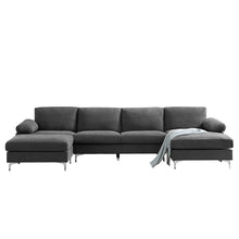 Load image into Gallery viewer, RELAX LOUNGE Convertible Sectional Sofa Dark Grey Fabric
