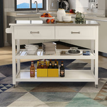 Load image into Gallery viewer, Stainless Steel Table Top White Kicthen Cart With Two Drawers
