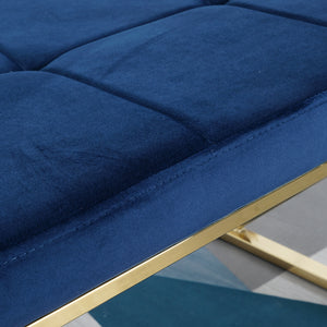 blue velvet fabric Morden bench