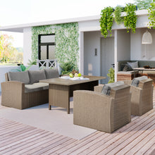 Load image into Gallery viewer, U_STYLE Outdoor Patio Furniture Set 4-Piece Conversation Set Wicker Furniture Sofa Set with Grey Cushions
