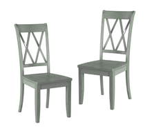 Load image into Gallery viewer, Casual Teal Finish Chairs Set of 2 Pine Veneer Transitional Double-X Back Design Dining Room Chairs
