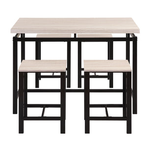U_STYLE Dining Table with 4 Chairs,5 Piece Dining Set with Counter and Pub Height