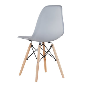 Light Gray simple fashion leisure plastic chair environmental protection PP material thickened seat surface solid wood leg dressing stool restaurant outdoor cafe chair set of 1