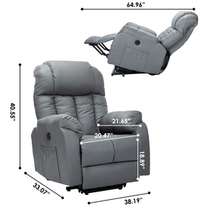 Electric Power Lift Recliner Sofa Chair with Adjustable Head Rest for Elderly, Infinite Position, PU Leather, Side Pocket, USB Port for Living Room