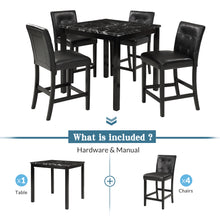 Load image into Gallery viewer, TOPMAX 5-Piece Kitchen Table Set Marble Top Counter Height Dining Table Set with 4 Leather-Upholstered Chairs (Black)
