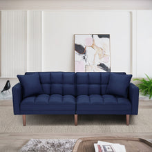 Load image into Gallery viewer, FUTON SLEEPER SOFA WITH 2 PILLOWS NAVY BLUE FABRIC (same as W223S00990,W223S00581)

