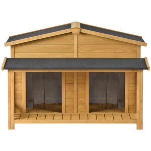 GO 47.2 ” Large Wooden Dog House Outdoor,  Outdoor & Indoor Dog Crate, Cabin Style, With Porch, 2 Doors