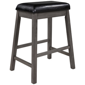 TOPMAX 4 Pieces Counter Height Wood Kitchen Dining Upholstered Stools for Small Places, Gray Finish+ Black Cushion