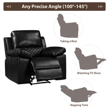 Load image into Gallery viewer, Welike Modern Design Black Air Leather and PVC Manual Recliner Chair Home Theater Seating for Bedroom &amp; Living Room
