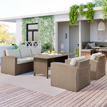 Load image into Gallery viewer, U_STYLE Outdoor Patio Furniture Set 4-Piece Conversation Set Wicker Furniture Sofa Set with Beige Cushions
