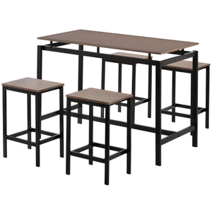 TREXM 5-Piece Kitchen Counter Height Table Set, Dining Table with 4 Chairs (Dark Brown)