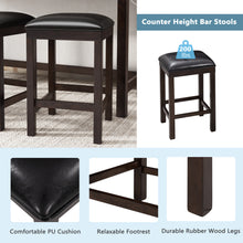 Load image into Gallery viewer, TOPMAX 4-Piece Counter Height Table Set with Socket and Leather Padded Stools, Espresso
