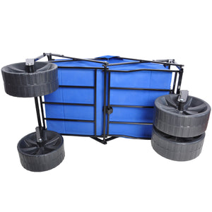 Folding Wagon Garden Shopping Beach Cart (Blue)