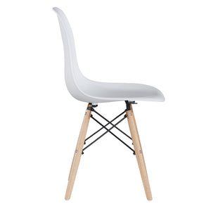 White simple fashion leisure plastic chair environmental protection PP material thickened seat surface solid wood leg dressing stool restaurant outdoor cafe chair set of 1