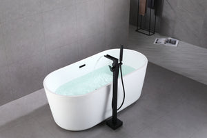 Bathtub Faucet Waterfall Tub Filler Floor Mount Brass Single Handle Bathroom Faucets with Hand Shower