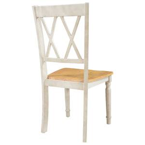 TOPMAX 4-Piece X-Back Wood Breakfast Nook Dining Chairs for Small Places, Natural+Distressed White