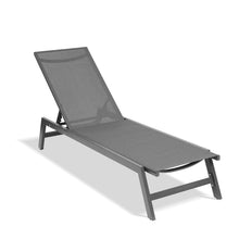 Load image into Gallery viewer, Outdoor Chaise Lounge Chair,Five-Position Adjustable Aluminum Recliner,All Weather For Patio,Beach,Yard, Pool(Grey Frame/Dark Grey Fabric)
