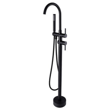 Load image into Gallery viewer, TrustMade Double Handle Freestanding Tub Filler with Handshower, Matte Black - R01
