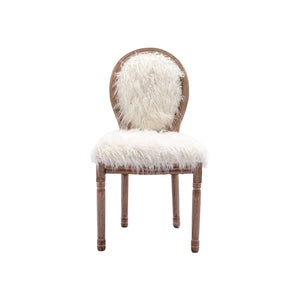 HengMing Faux Fur  French Dining  Chair with rubber legs,Set of 2