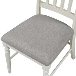 TOPMAX Farmhouse 4-Piece Padded Dining Chairs with High Back, Gray Fabric+White Frame