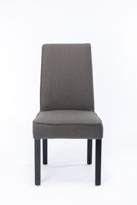 Cover Removable Interchangeable and Washable Brown Linen Upholstered Parsons Chair with Solid Wood Legs 2 PCS