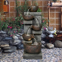 Load image into Gallery viewer, Rustic Outdoor Floor Water Fountain With Light LED Cascading Tipping Jugs For Yard Garden Patio Deck Home
