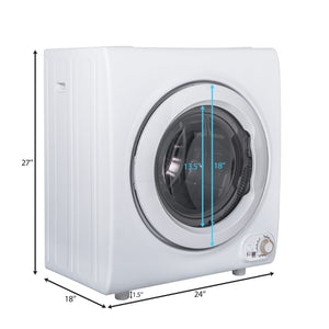 2.65 Cu.Ft Compact  Laundry Dryer, 9 LBS Capacity Compact Tumble Dryer with 1400W Drying Power, Easy Control Clothes Dryer