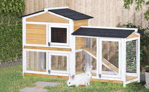 TOPMAX Upgraded Pet Rabbit Hutch Wooden House Chicken Coop for Small Animals, Natural