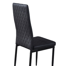 Load image into Gallery viewer, Black modern minimalist dining chair fireproof leather sprayed metal pipe diamond grid pattern restaurant home conference chair set of 6
