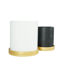Load image into Gallery viewer, 6 in. and 4.8 in. White and Black Ceramic Flower Pots with Drain Hole and Saucer (2-Pack)
