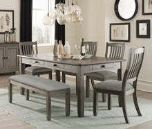 Load image into Gallery viewer, Casual Dining Height Side Chairs 2pc Antique Gray Wood Frame Fabric Upholstery
