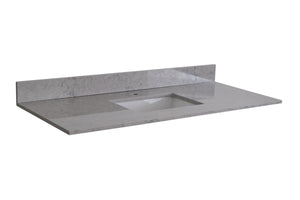 Montary 49 inches bathroom stone vanity top calacatta gray engineered marble color with undermount ceramic sink and single faucet hole with backsplash