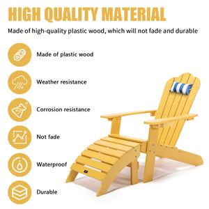 TALE Adirondack Ottoman Footstool All-Weather and Fade-Resistant Plastic Wood for Lawn Outdoor Patio Deck Garden Porch Lawn Furniture Yellow