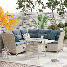Load image into Gallery viewer, TOPMAX Outdoor Patio 4-Piece All Weather PE Wicker Rattan Sofa Set with Adjustable Backs for Backyard, Poolside, Gray

