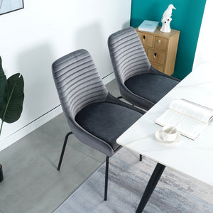 Hot Sell Simple Fabric Foam Metal Leg Steel Leg Grey Fabric Dining Chair(set of 2)