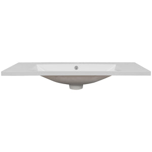 36" Single Bathroom Vanity Top with White Basin, 3-Faucet Holes, Ceramic