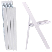 Load image into Gallery viewer, BTExpert Resin Folding Chair Vinyl Padded Seat Indoor Outdoor lightweight Set for Home Event Party Picnic Kitchen Dining Church School Weddings White Set of 4
