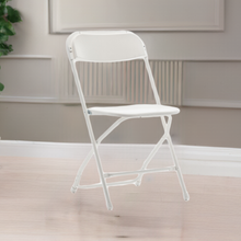 Load image into Gallery viewer, White Plastic Folding Chair Steel Frame Commercial High Capacity Event lightweight Set for Office Wedding Party Picnic Kitchen Dining School Set of 10
