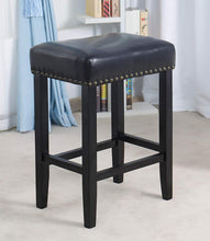 Load image into Gallery viewer, BTEXPERT Miraj Wooden Leather Upholstered Bar Stool, Bronze Nail Trim Barstool Set of 2
