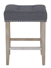 Load image into Gallery viewer, BTEXPERT Quail Wooden Linen Tufted Counter 27&quot; Bar Stool, Accent Nail Trim Barstool Set of 2
