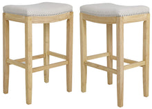 Load image into Gallery viewer, BTEXPERT Shabaz Backless Stools, Linen Beige Fabric Bar Height, Set of 2
