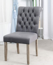 Load image into Gallery viewer, NEW Set Of Two (2) GREY upholstery dining chairs velvet tufted fabric button Camran High Back Velvet Charcoal Tufted
