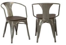 Load image into Gallery viewer, Industrial Gunmetal Rustic Distressed Restaurant Dining Arm Chairs, Set of 2
