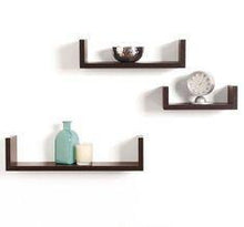 Load image into Gallery viewer, Walnut Brown 3 U Shape Floating Wall Rack Storage Display decoration Shelf
