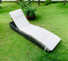 Load image into Gallery viewer, Outdoor Foldable Chaise Pool Lounge Chair Folding Wicker Rattan Sun Bed Patio Couch Reclining Lounger Adjustable Padded Backrest Pillow Assembled
